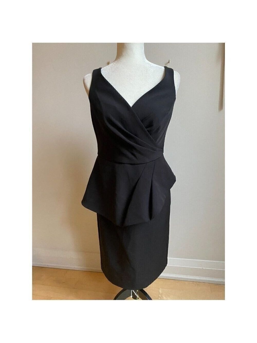 Ralph Lauren womens black surplice peplum sheath dress - Picture 1 of 5